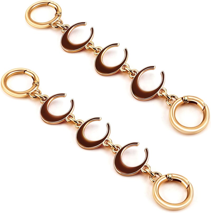 Tmtains 2Pcs Purse Extender Chain Gold Purse Strap Extender Brown Moon Bag Extender Chain Coffee Purse Strap Replacement Purse Accessories Bag Charms for Handbag Cross Body Bag Purse Making Supplies - Image 1